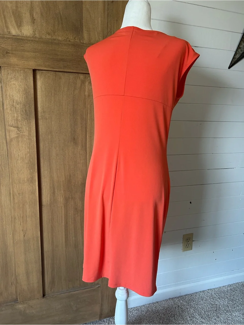 Michael Kors Coral Cowl Midi Dress with Waist Knot Sz M